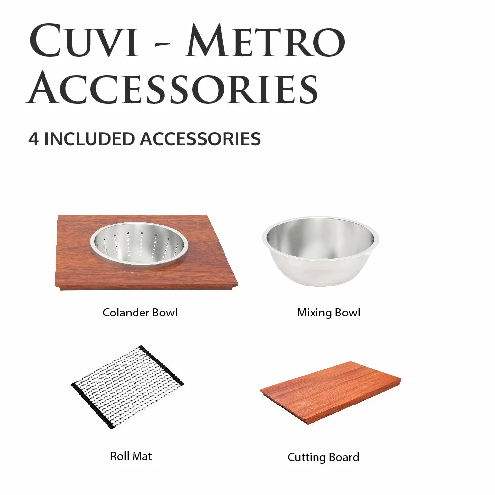 PearlĀ® CUVI - METRO - 16 Gauge Single Bowl Stainless Steel Kitchen Sink System
