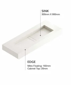 COSENTINO COSENTINO INTEGRATED VANITIES Reflection 490 Single Bowl One-piece Vanity Sink