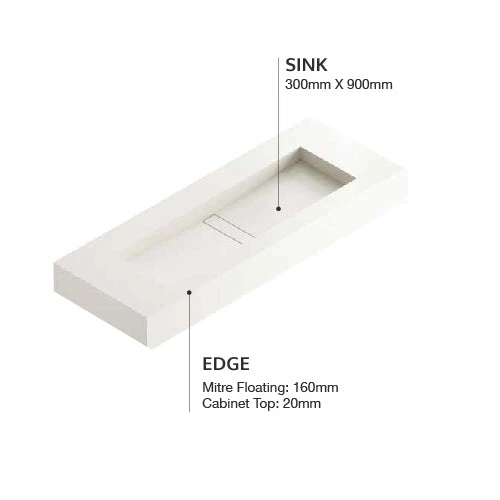 COSENTINO COSENTINO INTEGRATED VANITIES Reflection 490 Single Bowl One-piece Vanity Sink