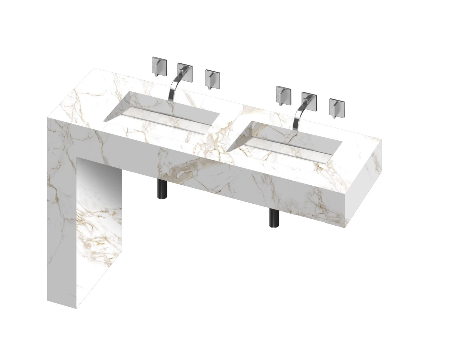 COSENTINO Equilibrium 2 Double Bowl One-piece Vanity Sink